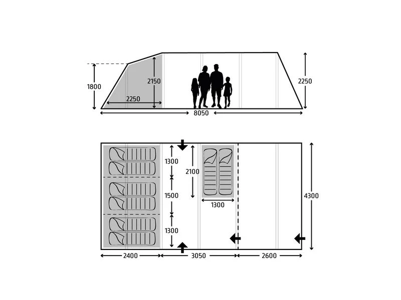 Kampa Opblaasbare Tent Studland 8 Air 4 Kampa Opblaasbare Tent Studland 8 Air - Afbeelding 2
